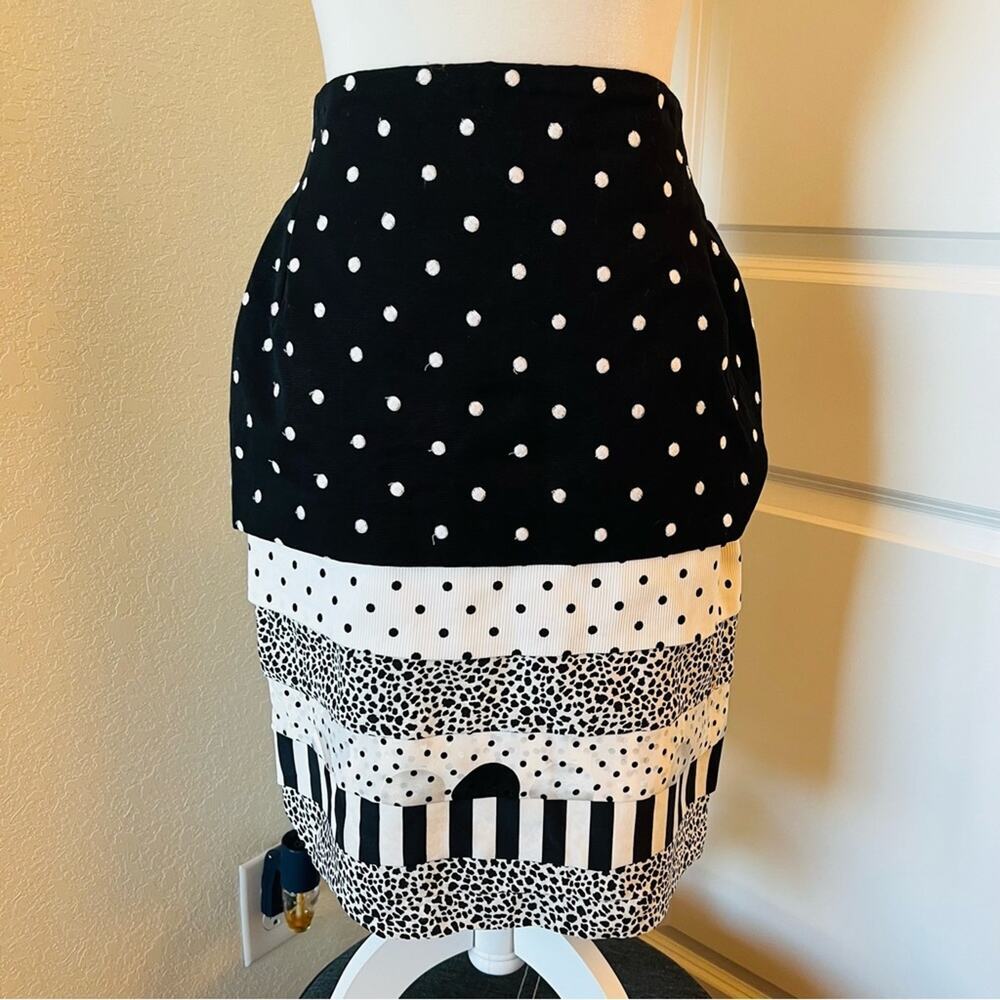 Linea Nana Muenchen German Designer Polka Dot Tiered Mixed Print Skirt